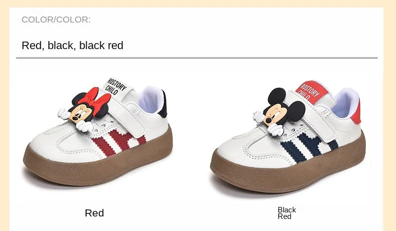 Cartoon Children's Casual Shoes Cute Minnie Girls Sneakers Fashion Mickey Boys Sport Shoes Anti-Slip Soft Sole Kids Board Shoes