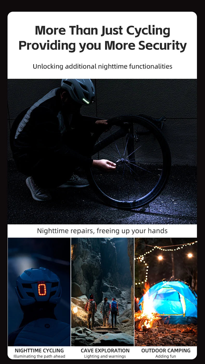 Cycling Light Helmet Type-C Charging Electric Bicycle Helmet Front Light Rear Light Warning Lamp Safety MTB Bike Helmet