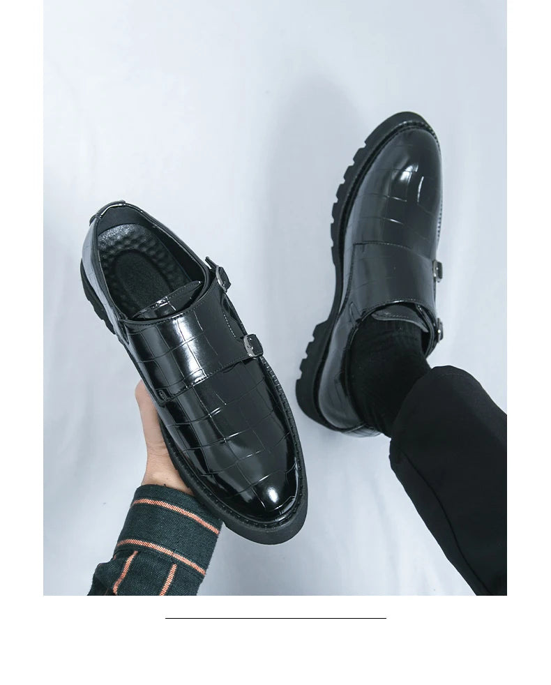 2024 Nieuwe luxe heren formele kledingschoenen Groene heren formele volwassen zakelijke pak loafers Coole heren bruiloft feest schoenen