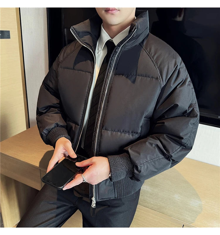 Men's Loose and Casual Thickened Down Jacket With Stand-Up Collar, Suitable For Daily Commuting, Autumn, Winter, and Leisure