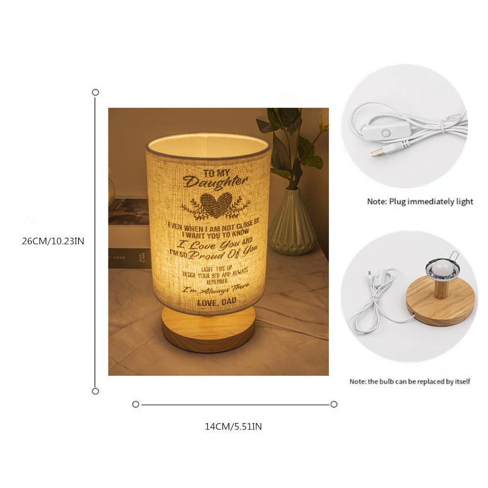 LED European Cloth Cover Table Lamp Solid Wood Base USB Plug Simple Nordic Bedroom Desktop Eye Protection Bedside Table Lamp