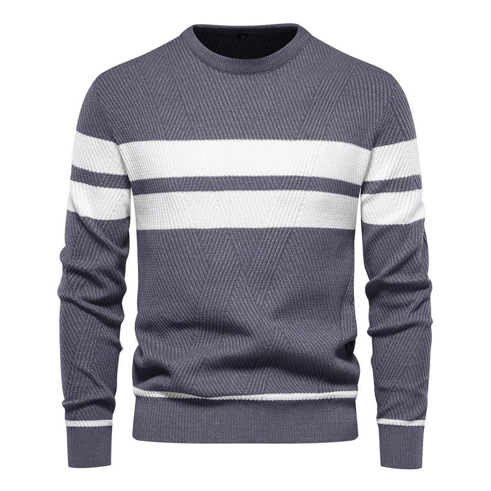 Men's Autumn Pullover Men's Sweater O-neck Patchwork Long Sleeve Warm Slim Sweaters Casual Fashion Sweater For Men