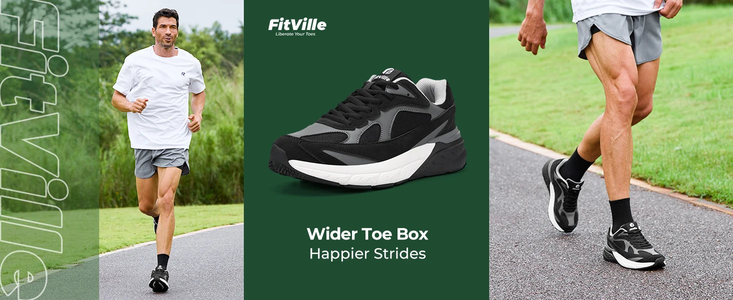 Men's Extra Wide Cushioned Sports Walking Shoes For Swollen Feet, Flat Feet, And Arch Fit - Suitable For Heel Pain Relieve