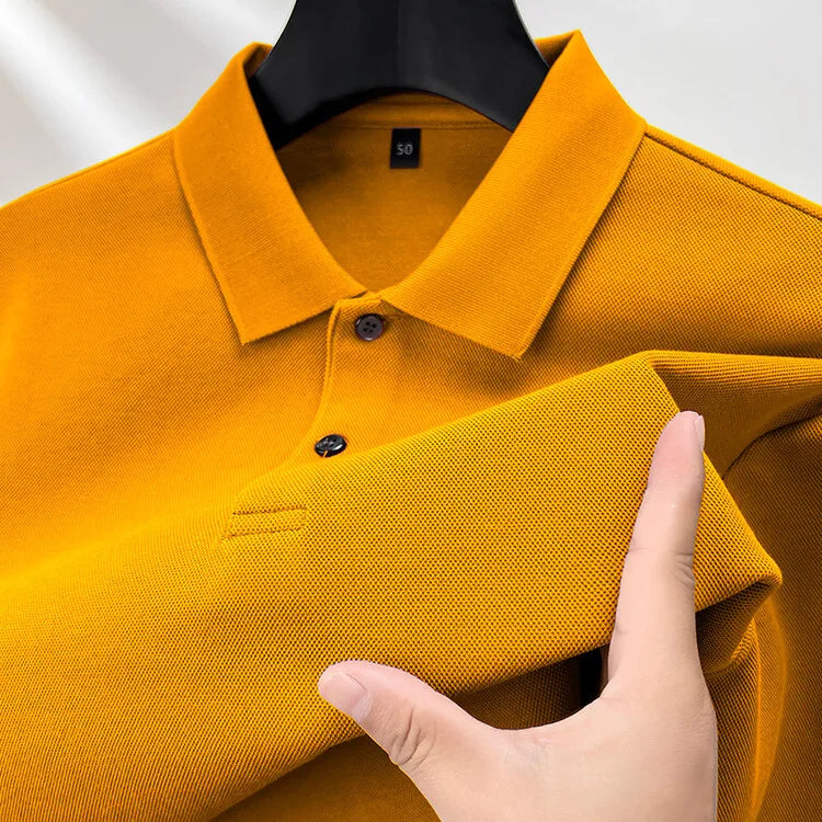 Men's 100% Cotton Polo Shirt, Four Seasons Universal Leisure Long Sleeve, Breathable Lapels T-shirt, Perfect and Durable for Golf Sports