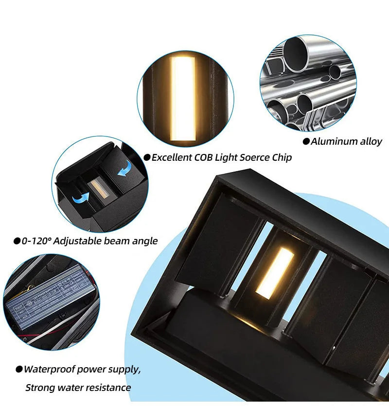 LED Wall Lamp Outdoor Waterproof IP65 Interior Wall Light Porch Garden Lights Living Room Street Corridor Stairs Lighting 24W