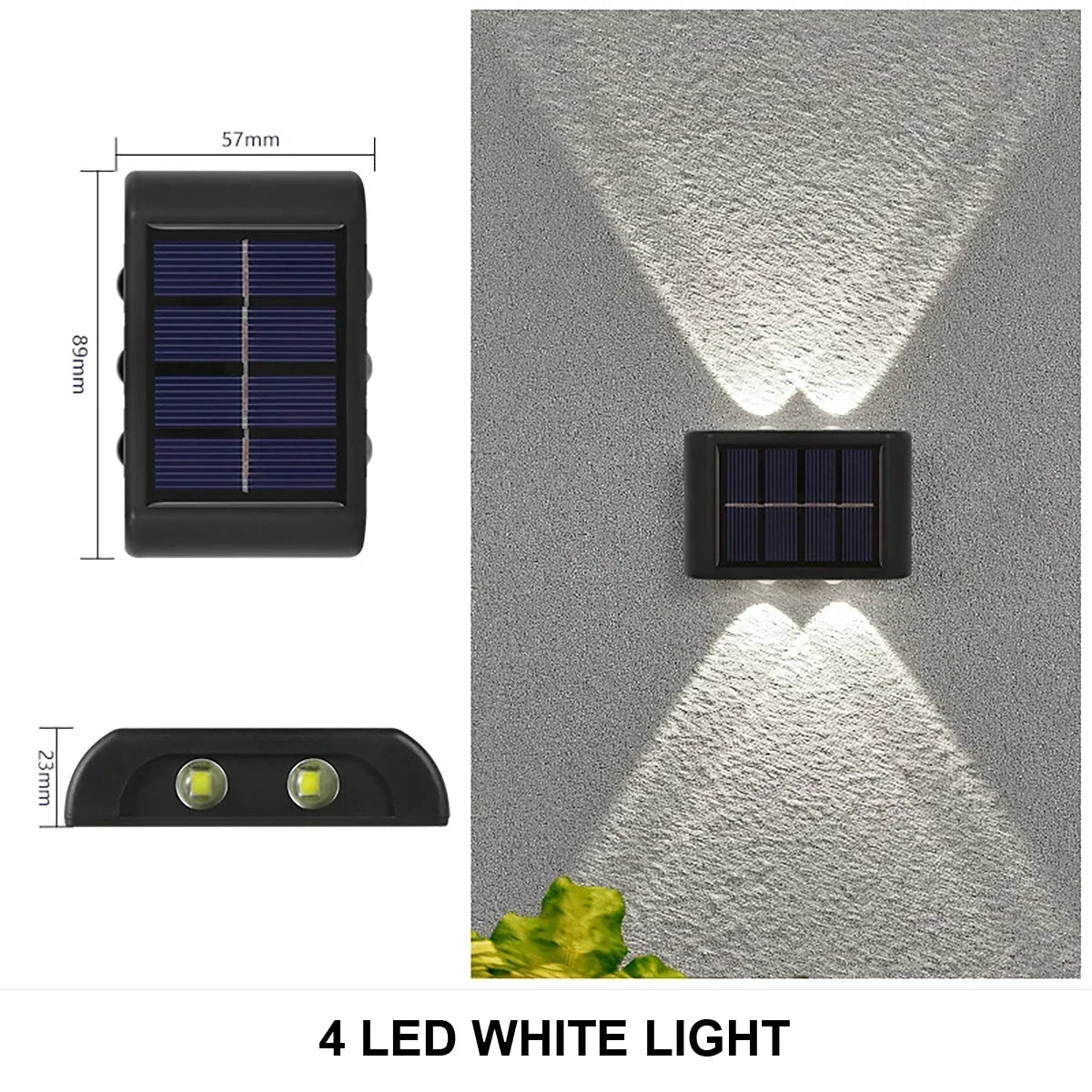 Buitenzonne-LED-wandlampen, waterdichte LED-zonnelamp, op- en neergaande lichtgevende verlichting voor tuin, balkon, tuin, straatdecoratielampen