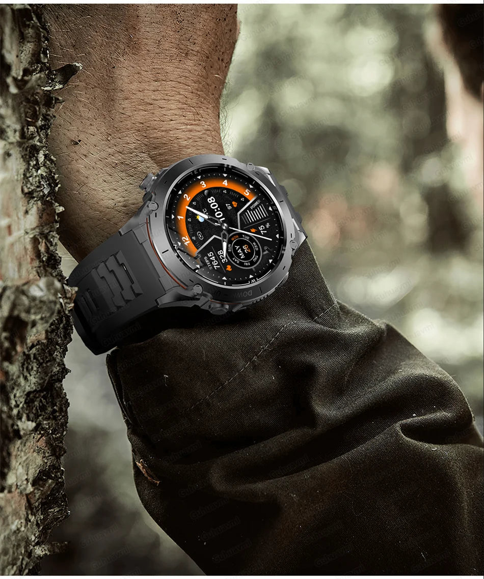 2025 New Rugged Military GPS Smart Watch Built-In GPS Tracker Compass Sports Fitness Tracking Smartwatch - Compatible with HUAWEI & Xiaomi IOS