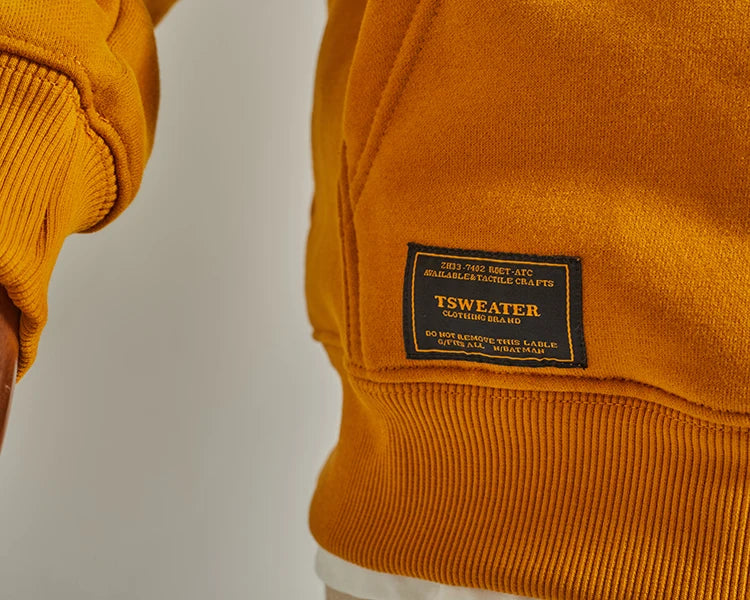 Autumn Winter American Retro Hooded Kangaroo Pocket Sweatershirts Men's Fashion Loose Casual Heavyweight Velvet Pullover Hoodies