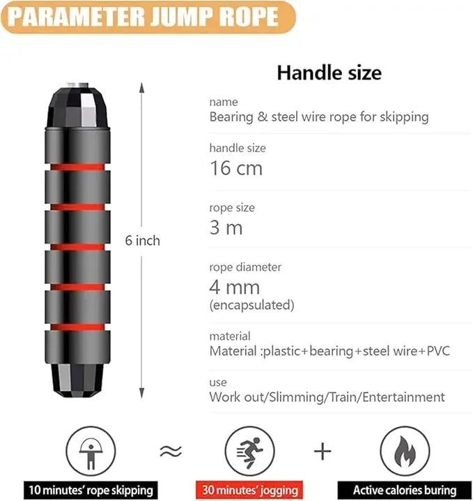 2.8/3m Jump Rope For Aerobic Sports - Jump CrossFit Portable Fitness Equipment With Fast Steel Wire For Women & Men Weight Loss