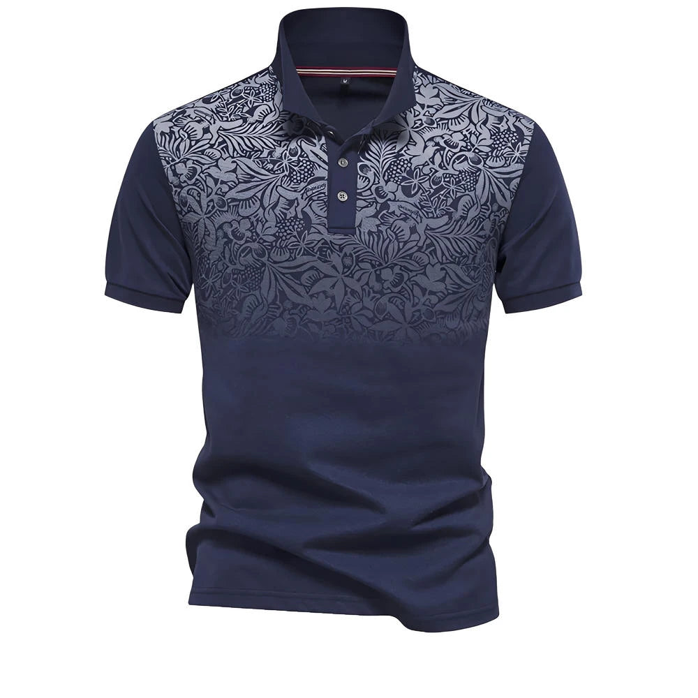 Men's Gradient Printed Cotton-Blend Short Sleeve Summer Polo Shirts
