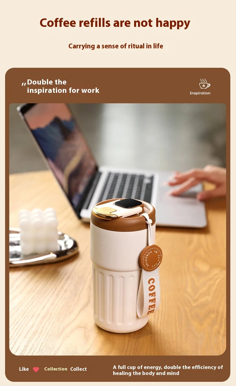 316 SS Smart Vacuum Insulated Thermos Flask - 24/12Hr Hot/Cold Retention, Leakproof, Minimalist Design, Travel Coffee Mug for