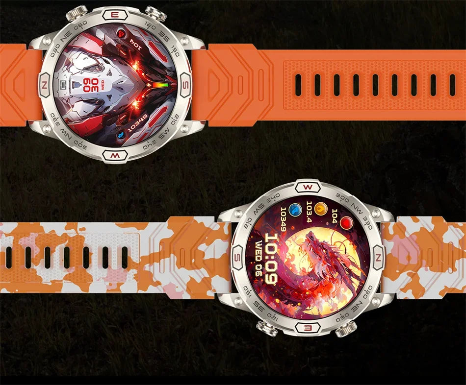 Buitenshuis militair slim horloge heren kompas GPS track Bluetooth oproep IP68 waterdicht AMOLED-scherm smartwatch compatibel met Android iOS