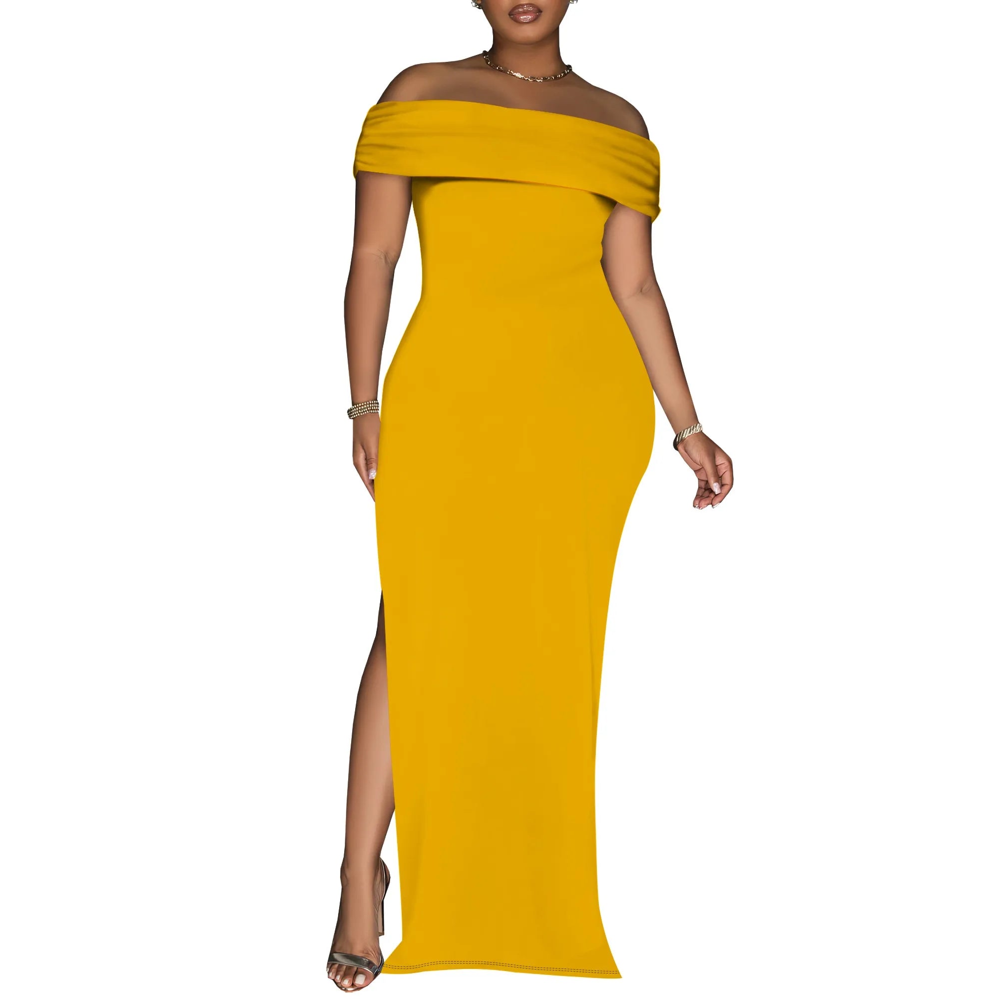 Women's Summer Sexy Bodycon Maxi Tube Dress Strapless Side Slit Long Going Out Casual Elegant Cocktail Party Dresses