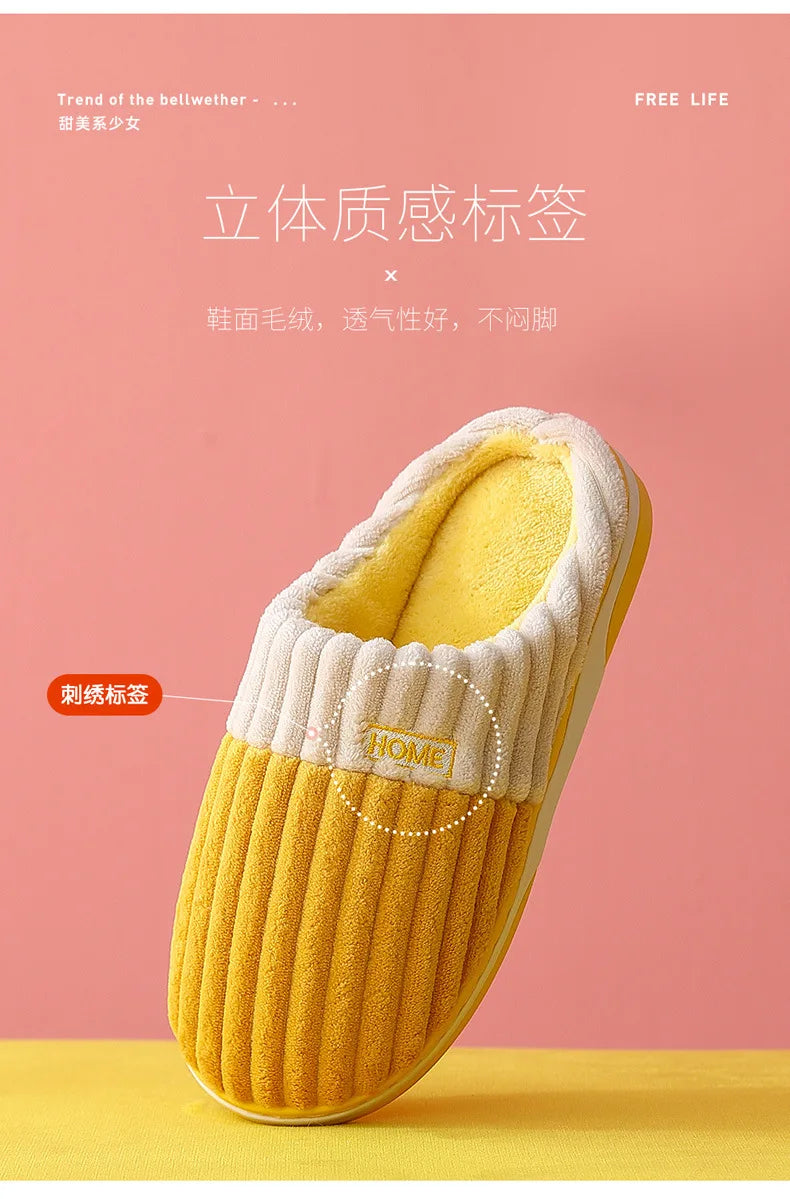 Unisex Fur Fluffy Indoor Slippers With Soft Comfy Furry Bedroom Slides and Non-Slip Plush Flat Cotton Shoes