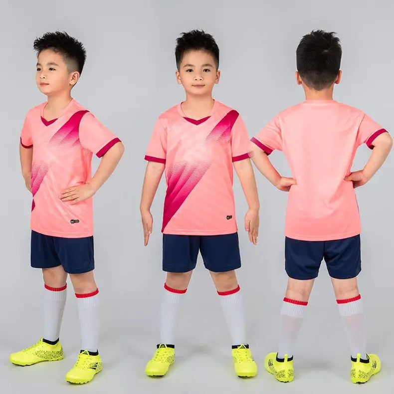 Boys Football Jersey tracksuit Child Soccer Sports Uniforms Kids Play Ball Sportswear Kits vest children's football suit Socks 1