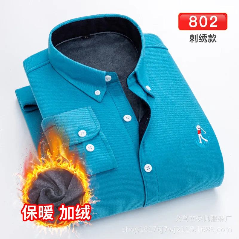 Reversknopf Allgleiches Stickerei Warme Hemden Herrenbekleidung Herbst Neue Übergroße Casual Tops Lose Koreanische Hemd