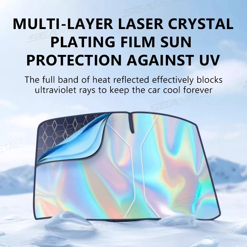 SEAMETAL 5-Layer Car Windshield Sun Shade Cover Foldable Thicken Front Window UV Refletive Sunshade Curtain Sun Protection Cover