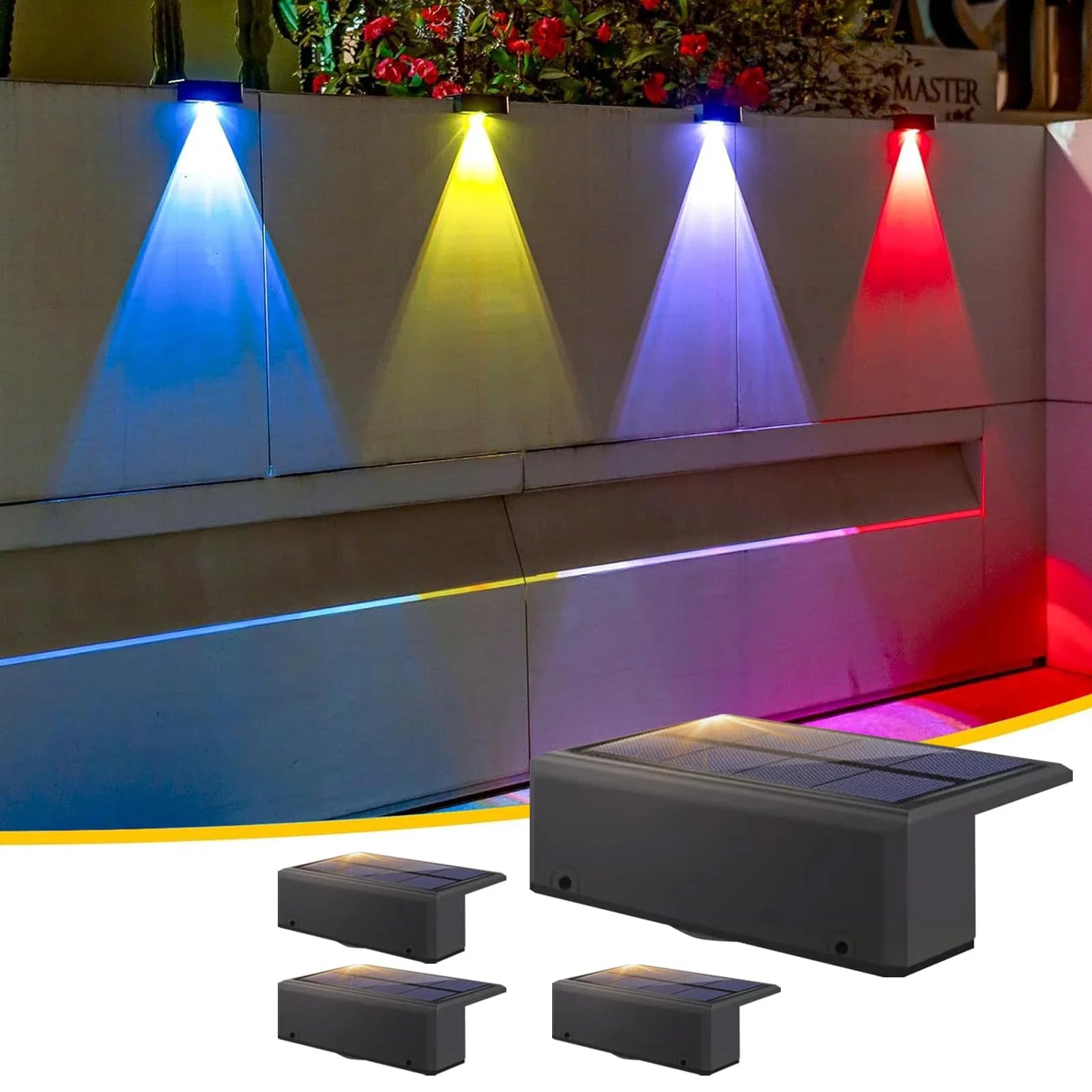 Solar Fence Light Outdoor RGB/Fixed Color Deck Light IP65 Waterproof Solar Outdoor Light for Garden Yard Railing Wall Step Patio