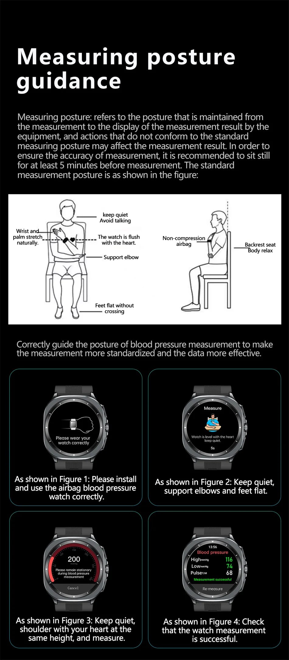 2025 Health track Smartwatch Air Pump Airbag True Blood Pressure Health Measure Smart Watch Men Women Blood oxygen BT Call