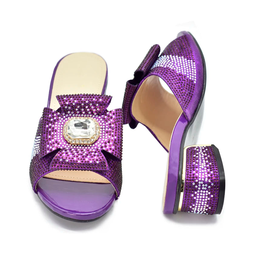 2025 Italian Shoes and Bags Matching Set with Rhinestone Bride Wedding Set African Party Shoes for Women