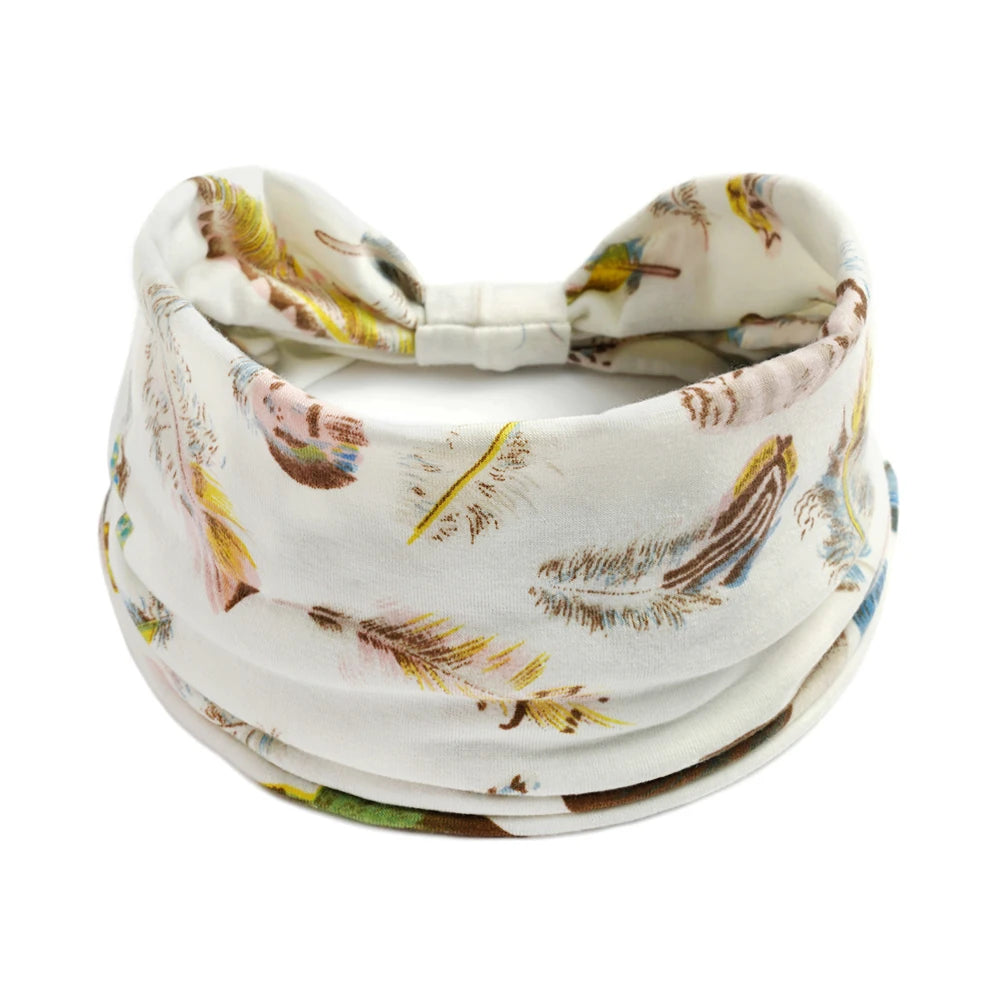 Bohol Headbands Women Wide Knotted Hairbands Elastic Turban Head Bands Non-Slip Floral Yoga Sports Sweatbands Workout Head Wraps