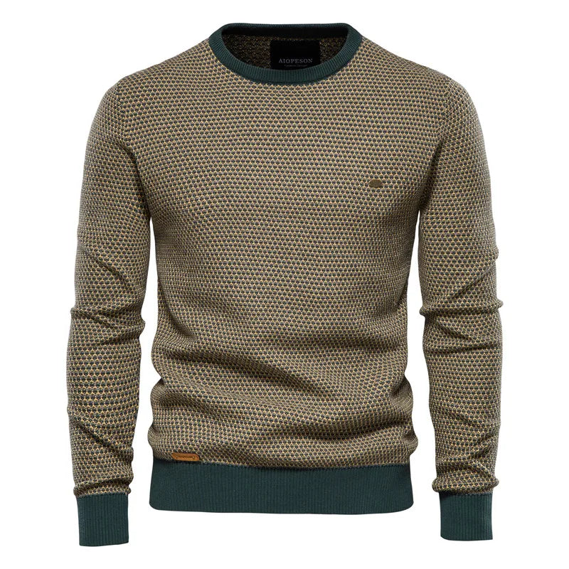 Men's Cotton Loose Pullovers Sweater Casual Warm Quality Spliced Men's Knitted Sweater Winter Sweaters for Men