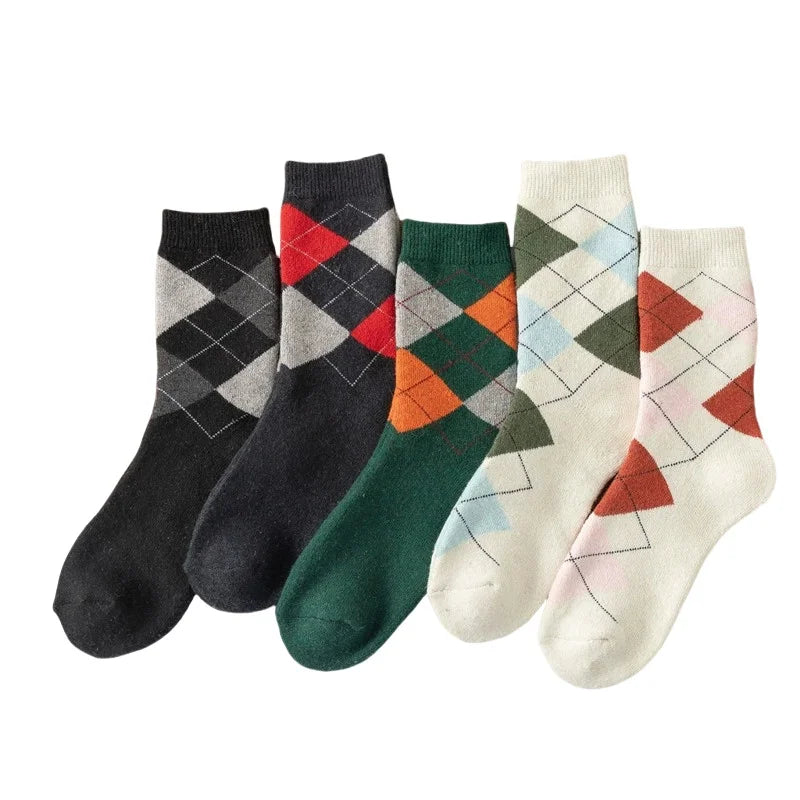5 Pair Winter New Thick Warmth Harajuku Retro Fashion Casual Wool High Quality Cotton Socks For Men