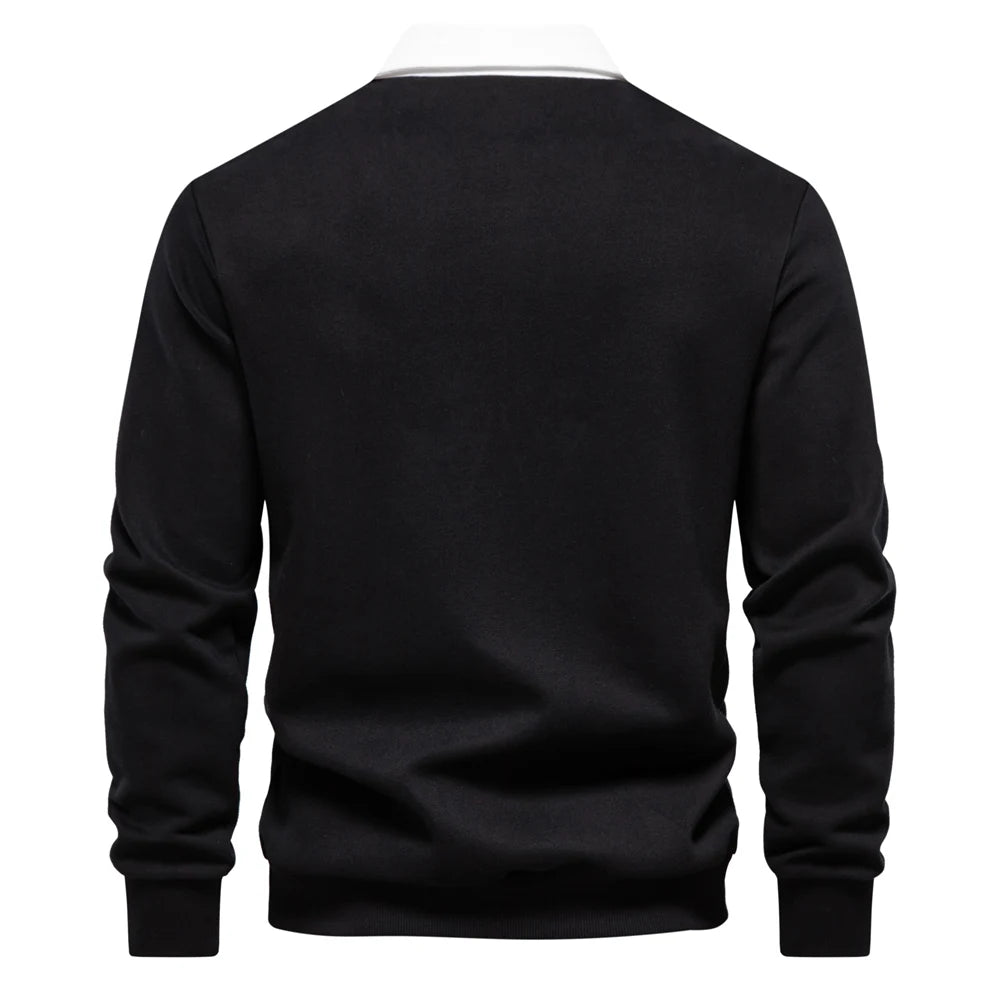 Autumn Fashion Design Polo Neck Sweatshirts For Men Casual and Social Wear Quality Cotton Sweatshirts