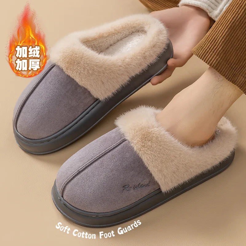 Women's Winter Warm Fuzzy Platform Slippers Suitable As Leisure Indoor and Outdoor Slides Slip On Cosy Fluffy Ladies' Snow Boots