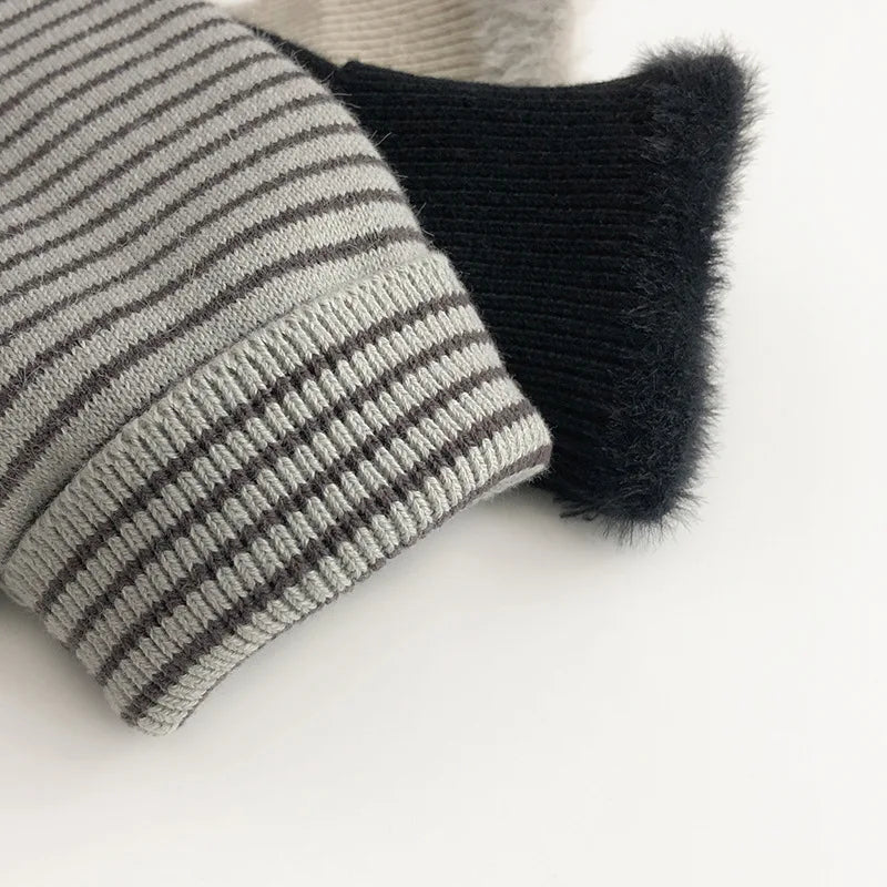 Kids Sweaters Fur Lining Boys Sweaters Half Turtleneck Girls Knit Pullover For Children 0-6Y Unisex