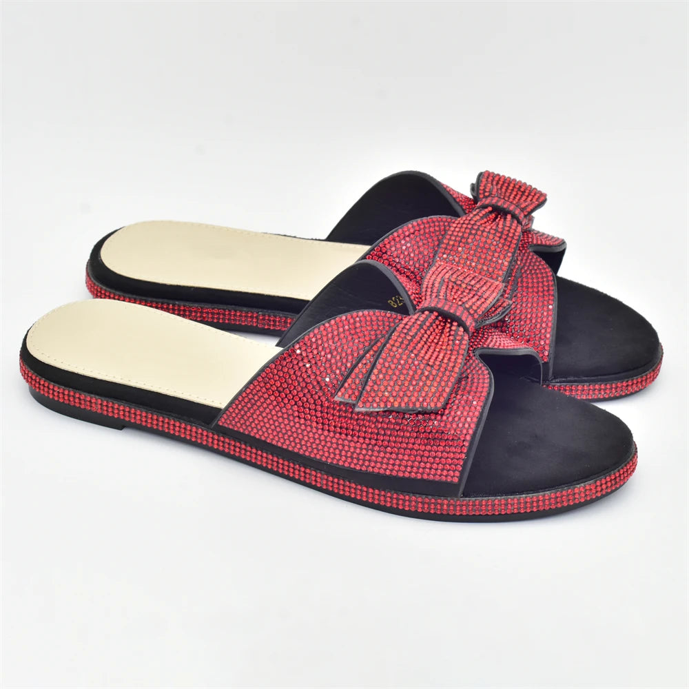 2025 Bling Crystal Bowknot Pumps Women Wedding Shoes Bride Elegant Low Heels Nigerian Women Pumps Shoe for Women Designer Luxury