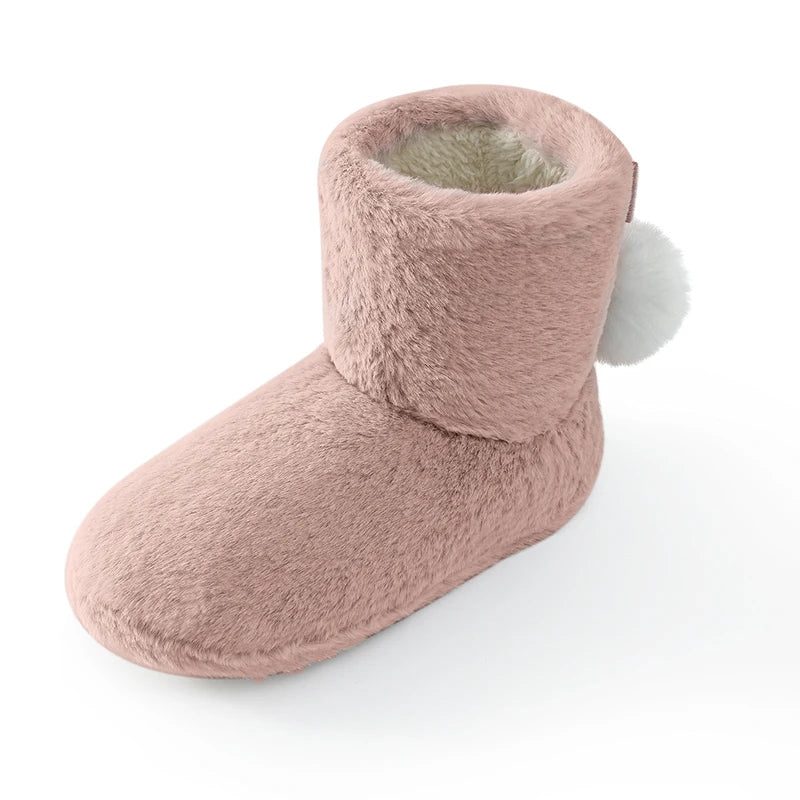 Women's Winter Warm Plush Cotton Boots Casual Fur Fluffy Snow Boots With Soft Comfort Non-Slip Sole Suitable As Snow Boots Cute Cotton Shoes