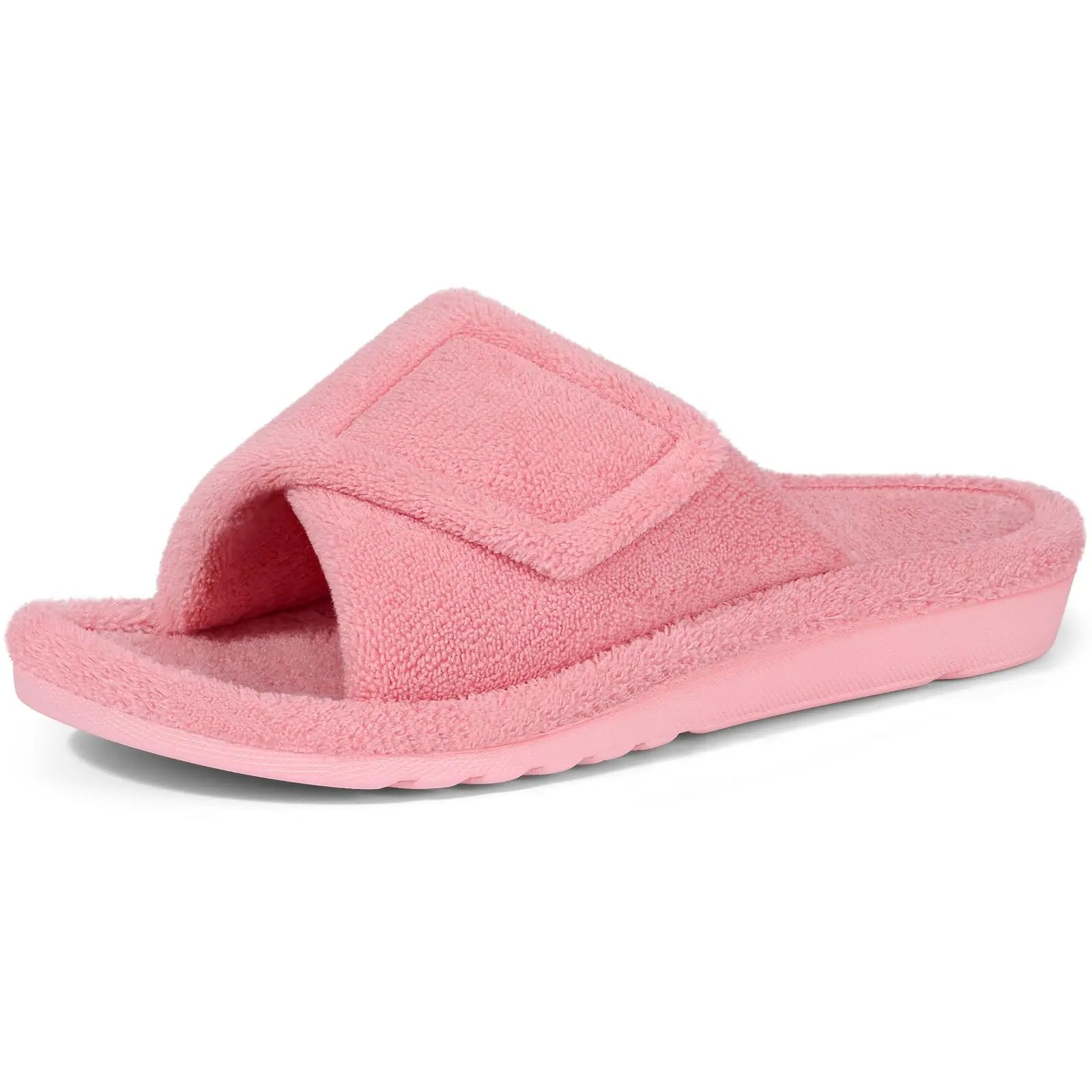 Women's Fuzzy House Slippers Orthopaedic Plush Slide With Arch Support and Open Toe Non-Slip Furry Bedroom Slide Suitable As House Shoes