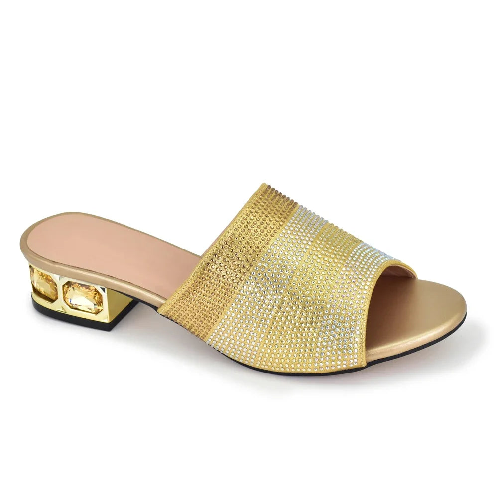 Designer Wedding Shoes for Bride Party Shoes and Slippers Decorated with Rhinestone Nigerian Women Party Pumps