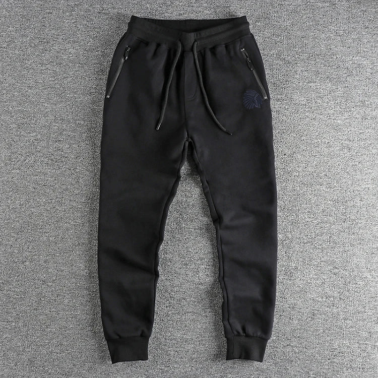 Herfst Amerikaanse Retro Terry Gebreide Borduurwerk Joggingbroek Heren Eenvoudige Elastische Taille Trekkoord Sport Casual Jeugd Slim Broek