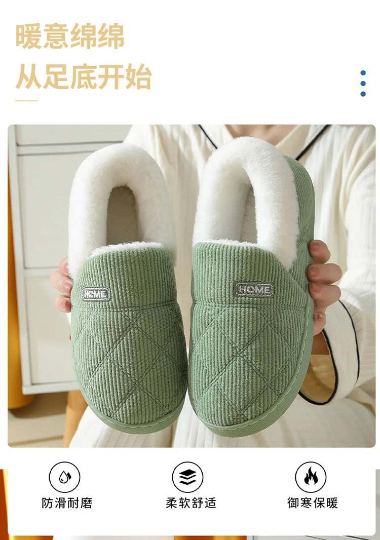 Women's Winter Warm Fuzzy Slippers Soft Cosy Plush Lined With Non-Slip Flat Sole Suitable For Bedroom Use Fur Fluffy Indoor Cotton Shoes