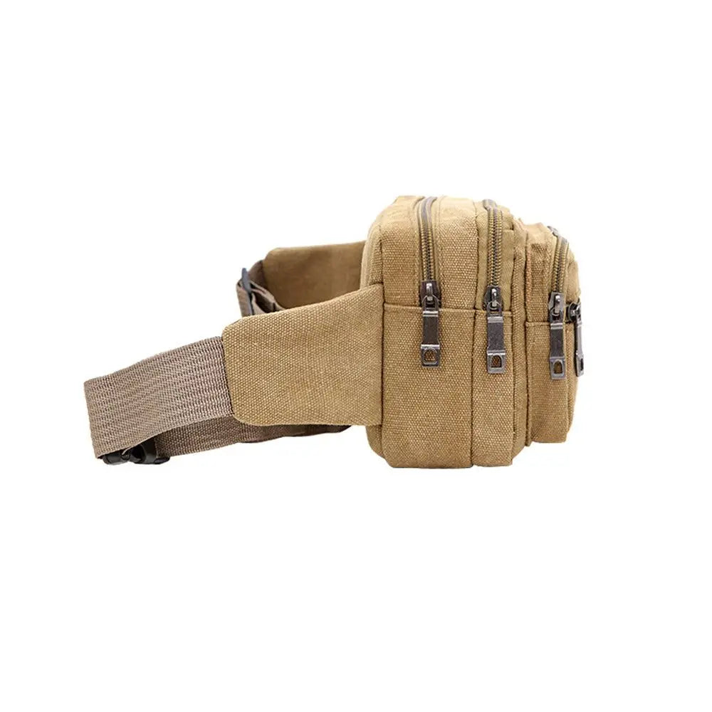 Men’s Canvas Waist Bag – Multifunction Fanny Pack Belt Bag for Travel, Outdoor Sports & Everyday Use