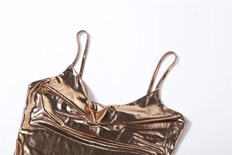 Activiteit Dames Camisole Jurk PU Leer Sexy Mouwloos Effen Skinny Elegant Verjaardagsfeestje Zomer Trend Sexy Bodycon