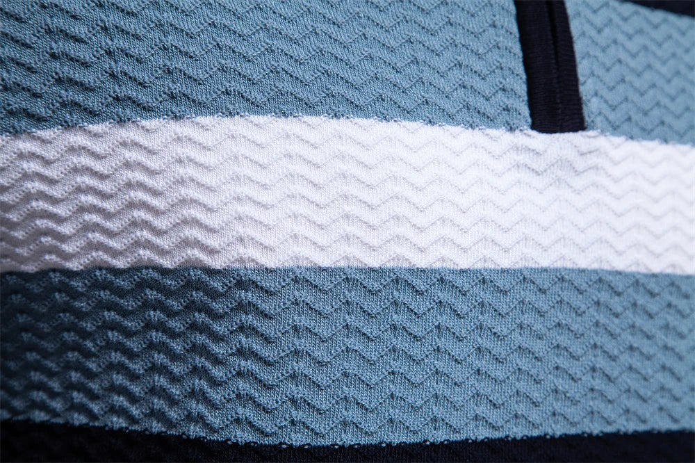 2024 Neues Sommer-Poloshirt mit strukturiertem Rippenstrick für Herren, kurzärmelig, atmungsaktiv und cool