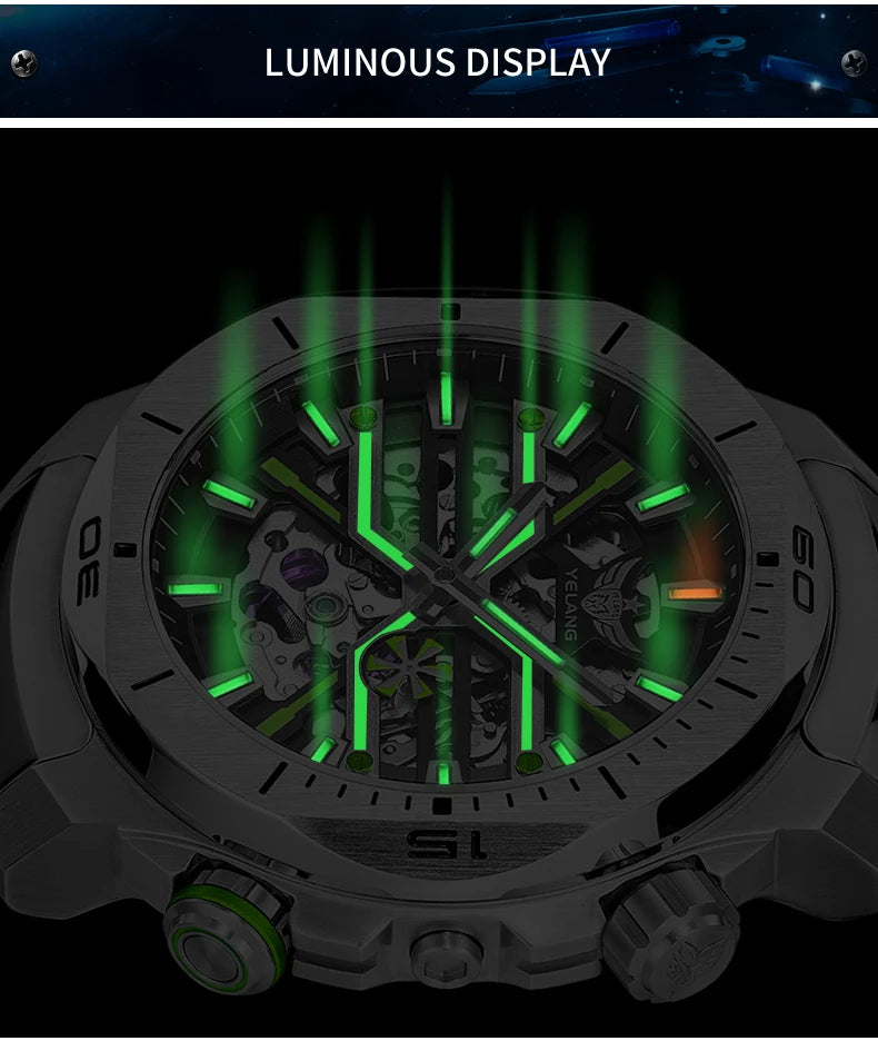 Yelang Men Dress Watch 44mm Vintage Dial Retro Business Luxury Sapphire Japan 8N40 Automatic Mechanical Waterproof 30Bar Reloj