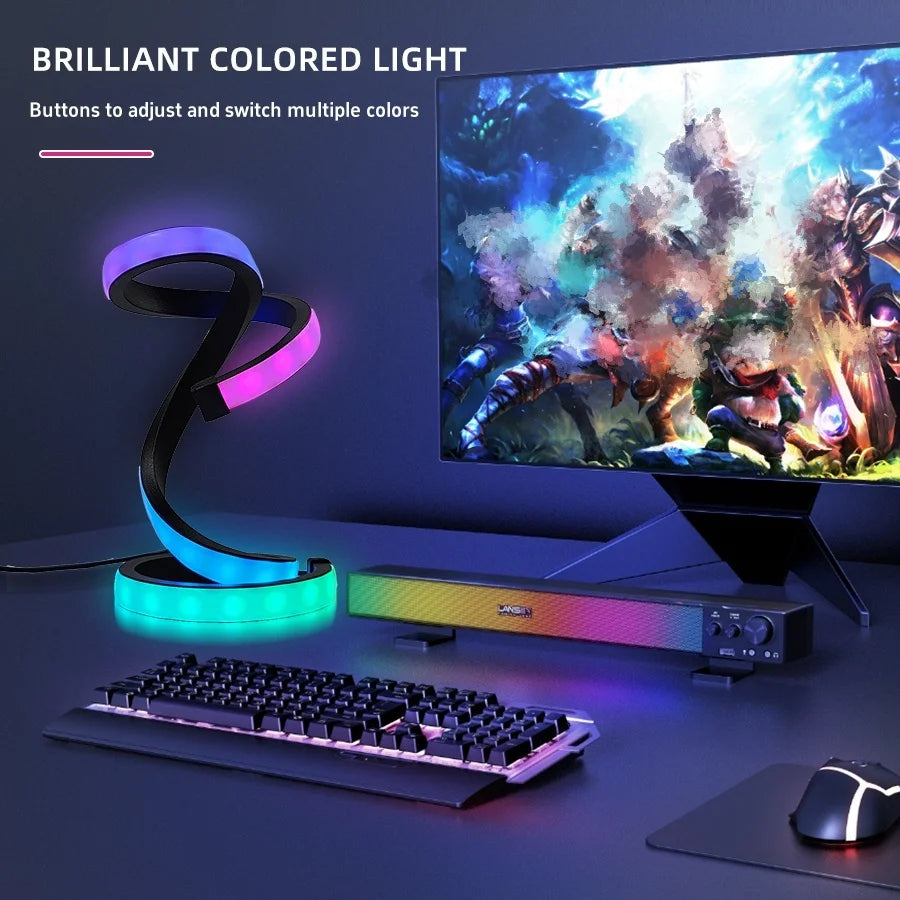 1PC Romantic Rainbow Creative Desk Lamp, USB - 36 Modes Rainbow Running Light for Bedroom Atmosphere Lamp Night Light, Suitable