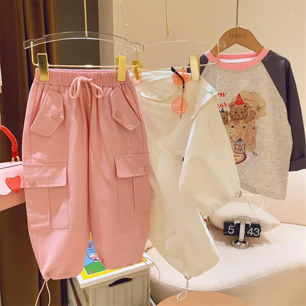 New Spring Autumn Cool Kids Girls Boys Cargo Pants Active Loose Sweat Trousers Children Outwear 0-7T Unisex