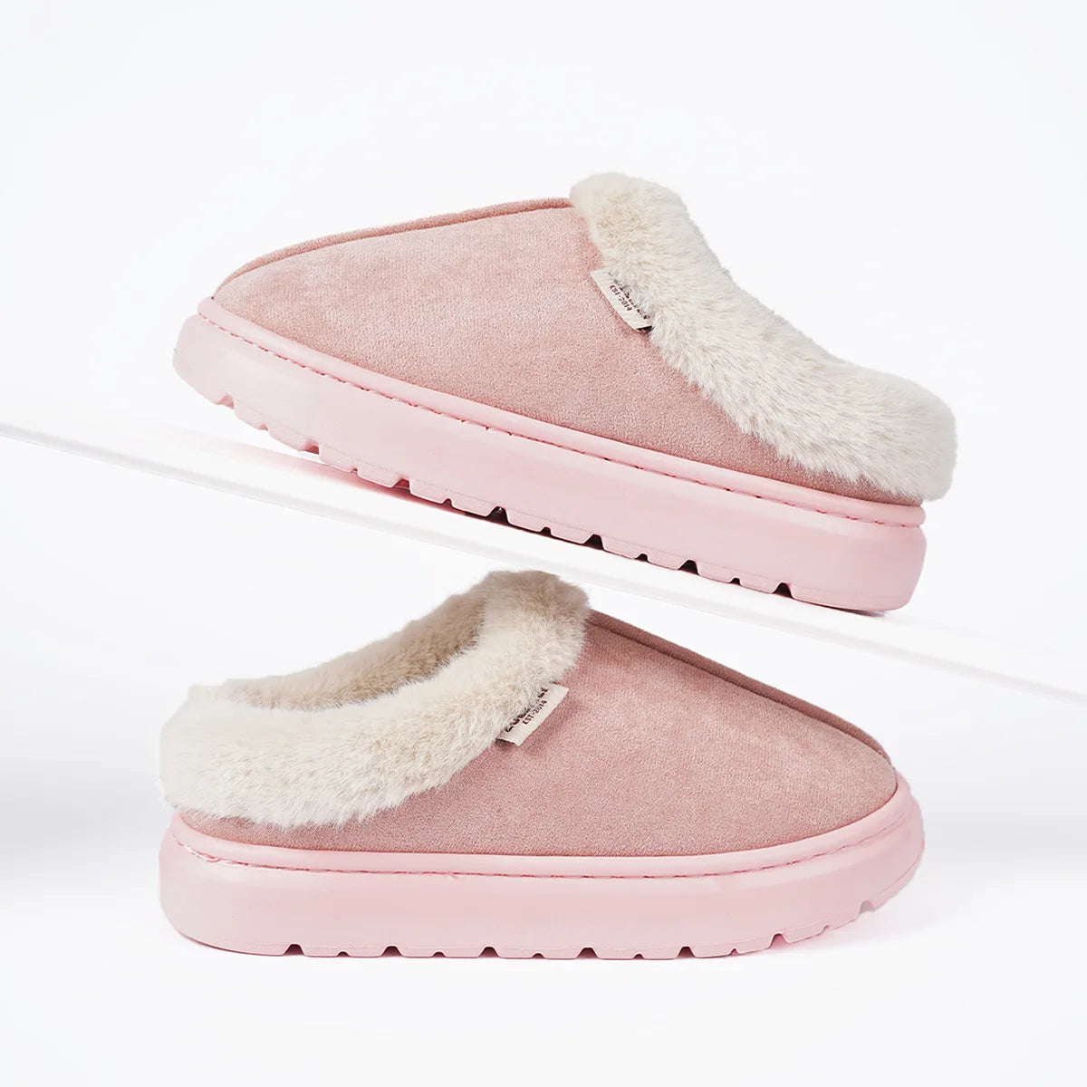 Women's Winter Warm Shoes Platform Fluffy House Shoes With Cotton and Thick Sole Plush Suitable For Couple Slippers
