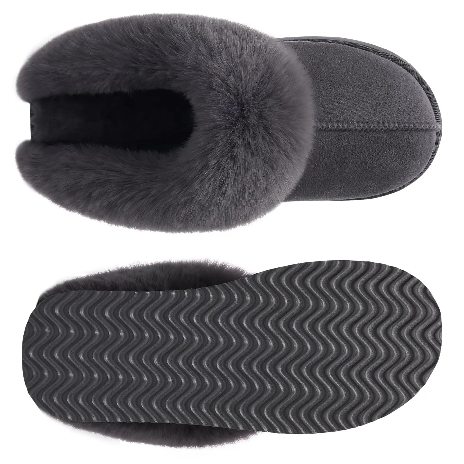 Women's Fashion Fur Winter Slippers With Thick Sole Fluffy Fuzzy Slippers and Anti-Slip Platform Slides Plush Shoes