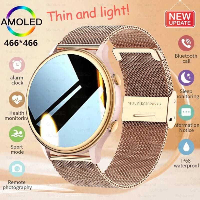 2025 Mini Smart Watch Dames 1,27-inch 360*360 AMOLED HD-scherm IP68 Waterdicht Hartslag Bloedzuurstof Smartwatch - Compatibel met HUAWEI IOS