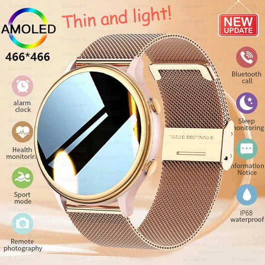 2025 Mini Smart Watch Dames 1,27-inch 360*360 AMOLED HD-scherm IP68 Waterdicht Hartslag Bloedzuurstof Smartwatch - Compatibel met HUAWEI IOS