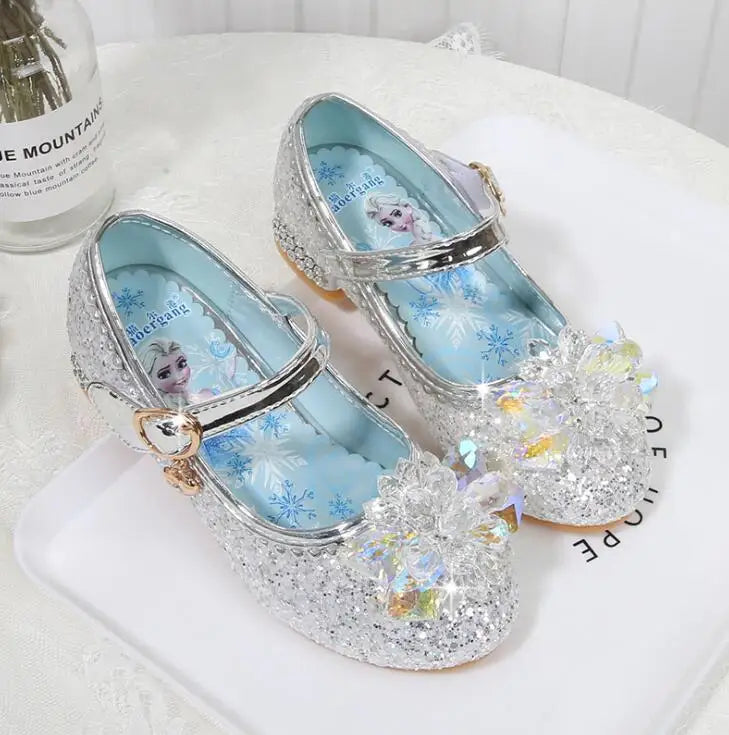 Fashion Elsa Princess Girl Shoes Frozen Cartoon Dress Shoes For Girls Fashion Party Shoes With High Heels Christmas Gifts