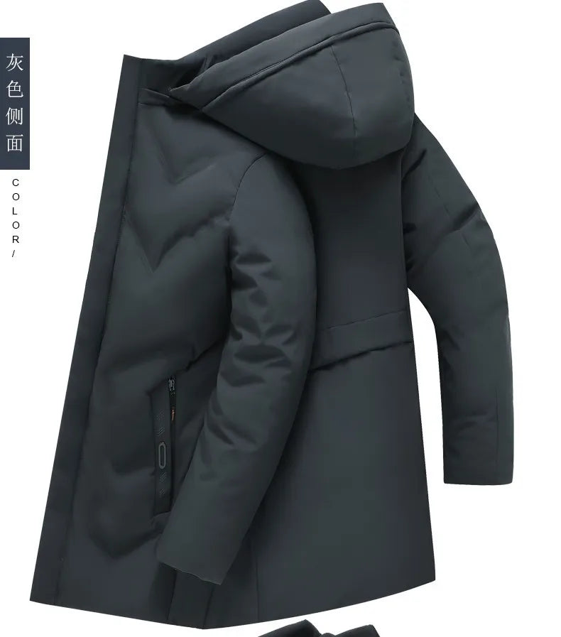 Men's Top Grade Designer Brand Parka Jacket, Thick Casual Fashion, Long Windbreaker Hooded Bubble Male Coats