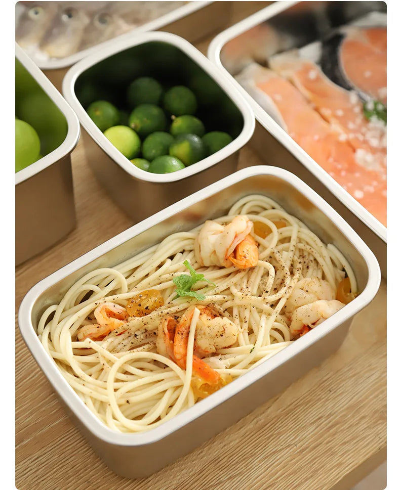 304 SS Airtight Leakproof Containers, BPA-Free - Fridge/Freezer/Microwave Safe, Stackable - Home/Kitchen Lunch Box Fruits/Meals