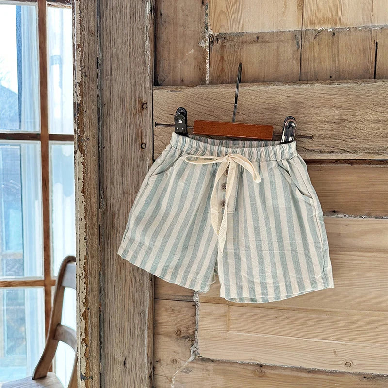 Summer Kids Shorts Children Cute Stripe Trousers Boy Girls Outwear Pants For Children 9M-4T Unisex